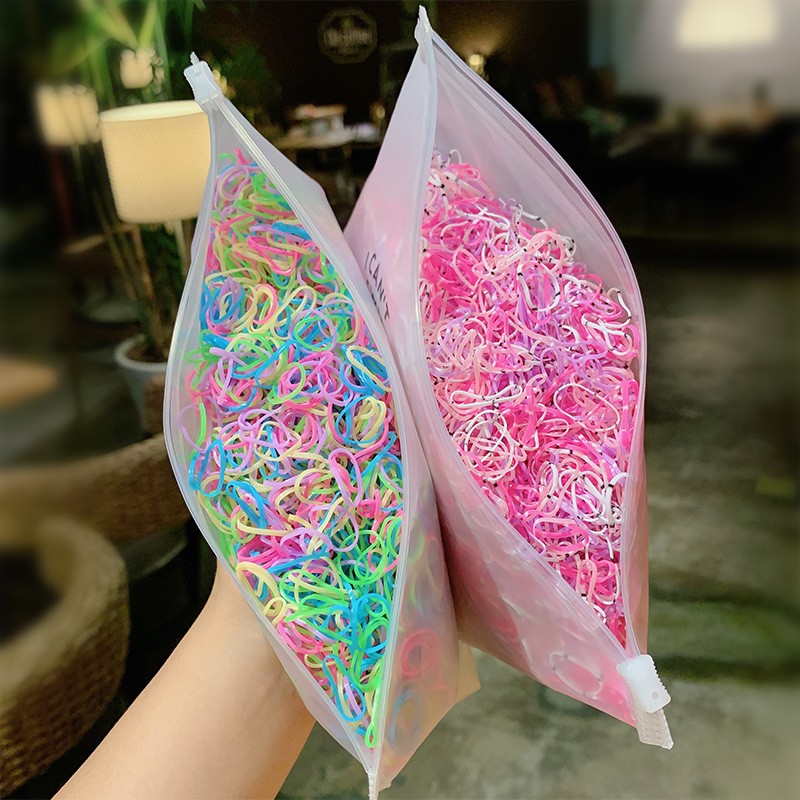 1000 unidades de pequeñas bandas desechables para el cabello de colores