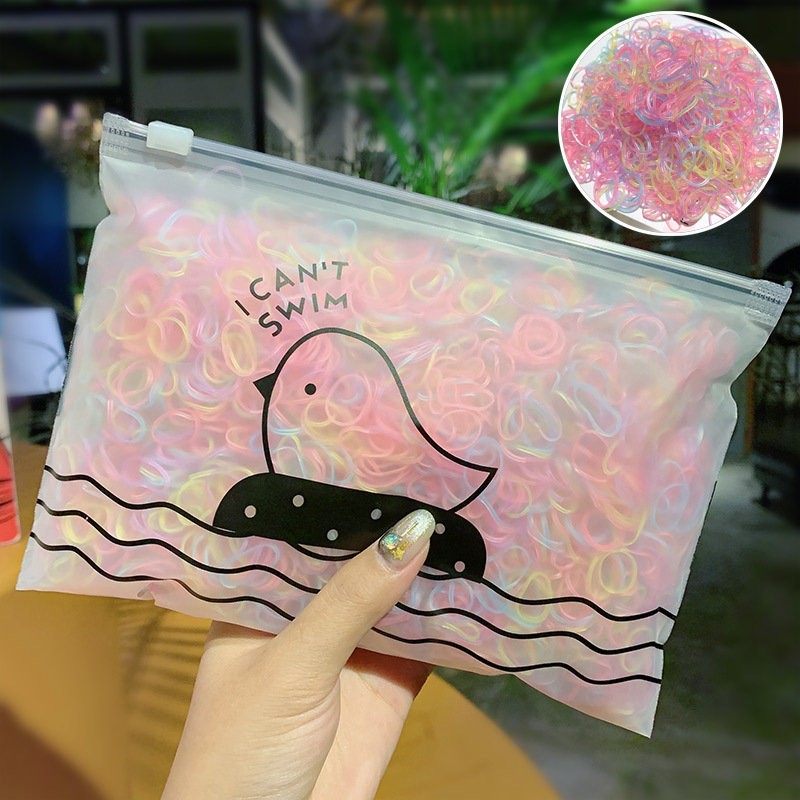 1000 unidades de pequeñas bandas desechables para el cabello de colores