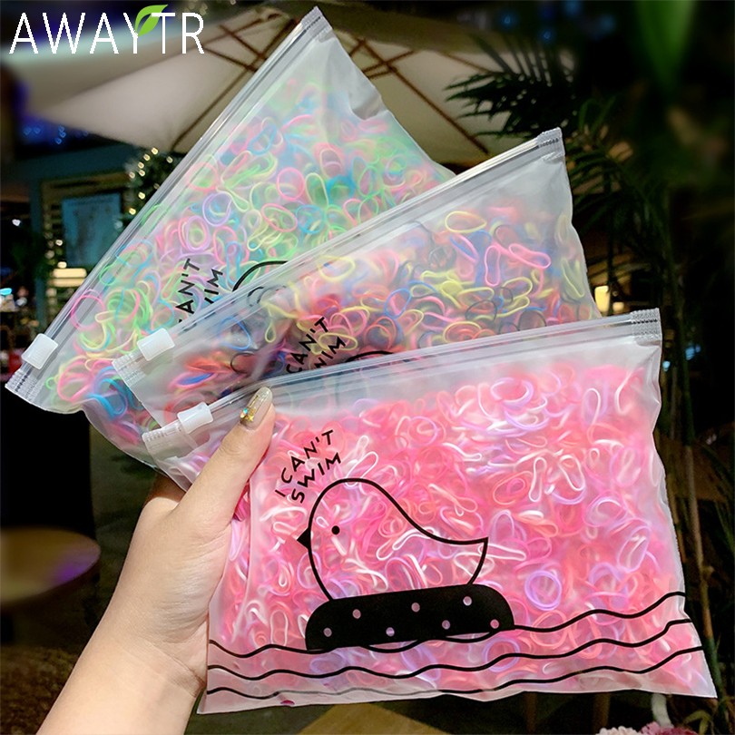 1000 unidades de pequeñas bandas desechables para el cabello de colores