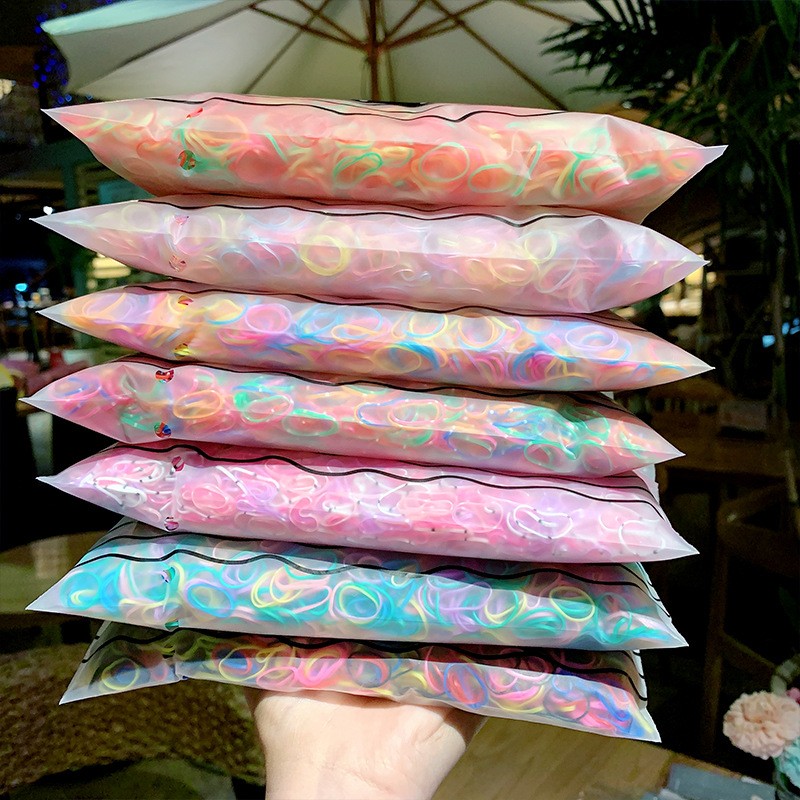 1000 unidades de pequeñas bandas desechables para el cabello de colores