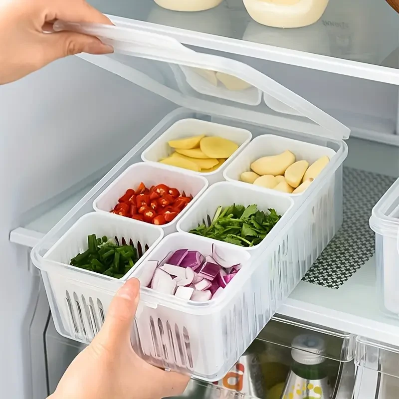 Contenedores de almacenamiento para refrigerador - 6 en 1 a prueba de polvo para alimentos
