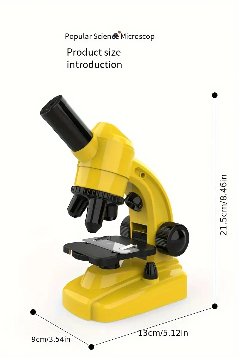 Microscopio HD 1600X: instrumento científico de alta potencia para Navidad, juguete educativo y estudio biológico. Lupa de objetos con 2 pilas AA.