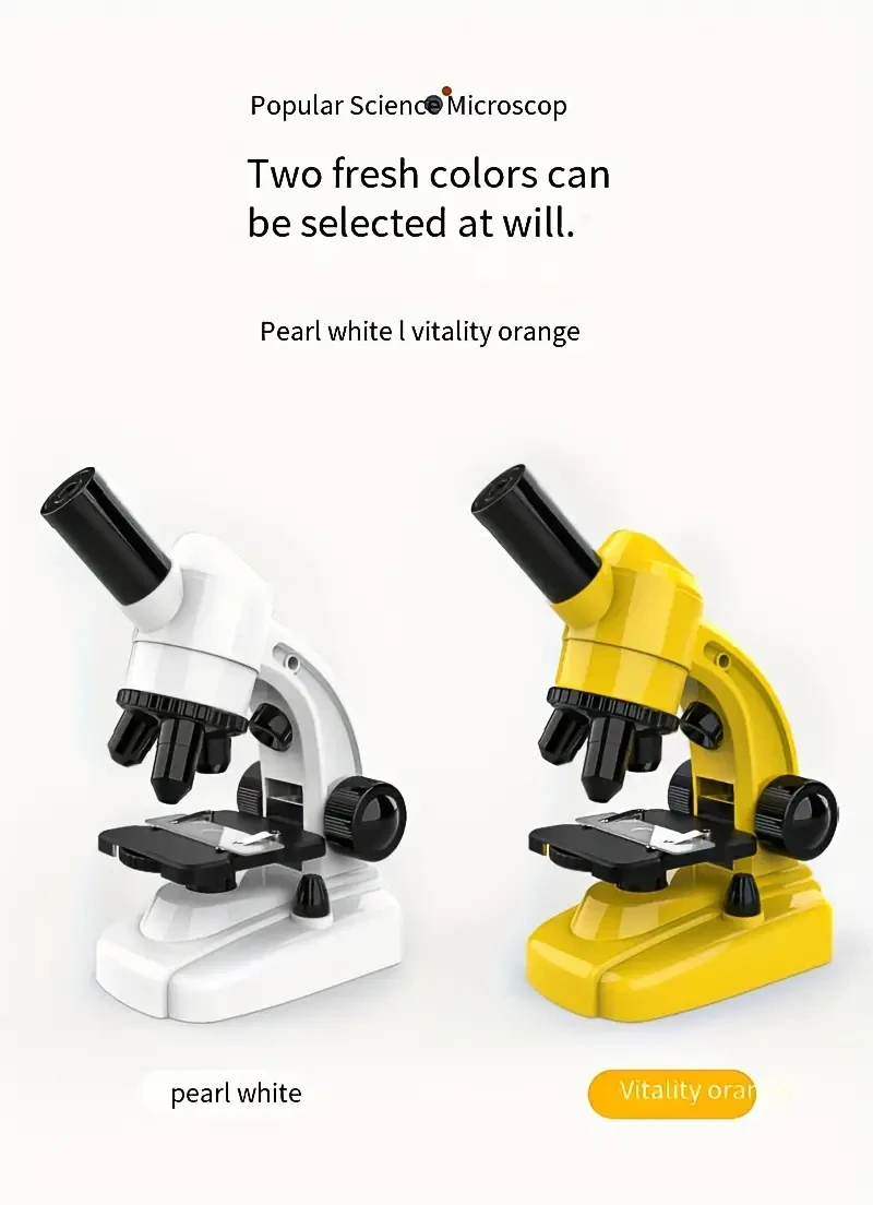 Microscopio HD 1600X: instrumento científico de alta potencia para Navidad, juguete educativo y estudio biológico. Lupa de objetos con 2 pilas AA.
