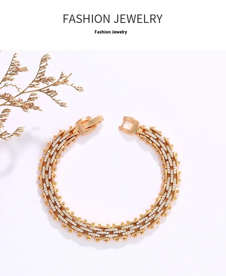 Pulsera de circonita gruesa con microincrustaciones y personalidad de moda de joyería de aleación