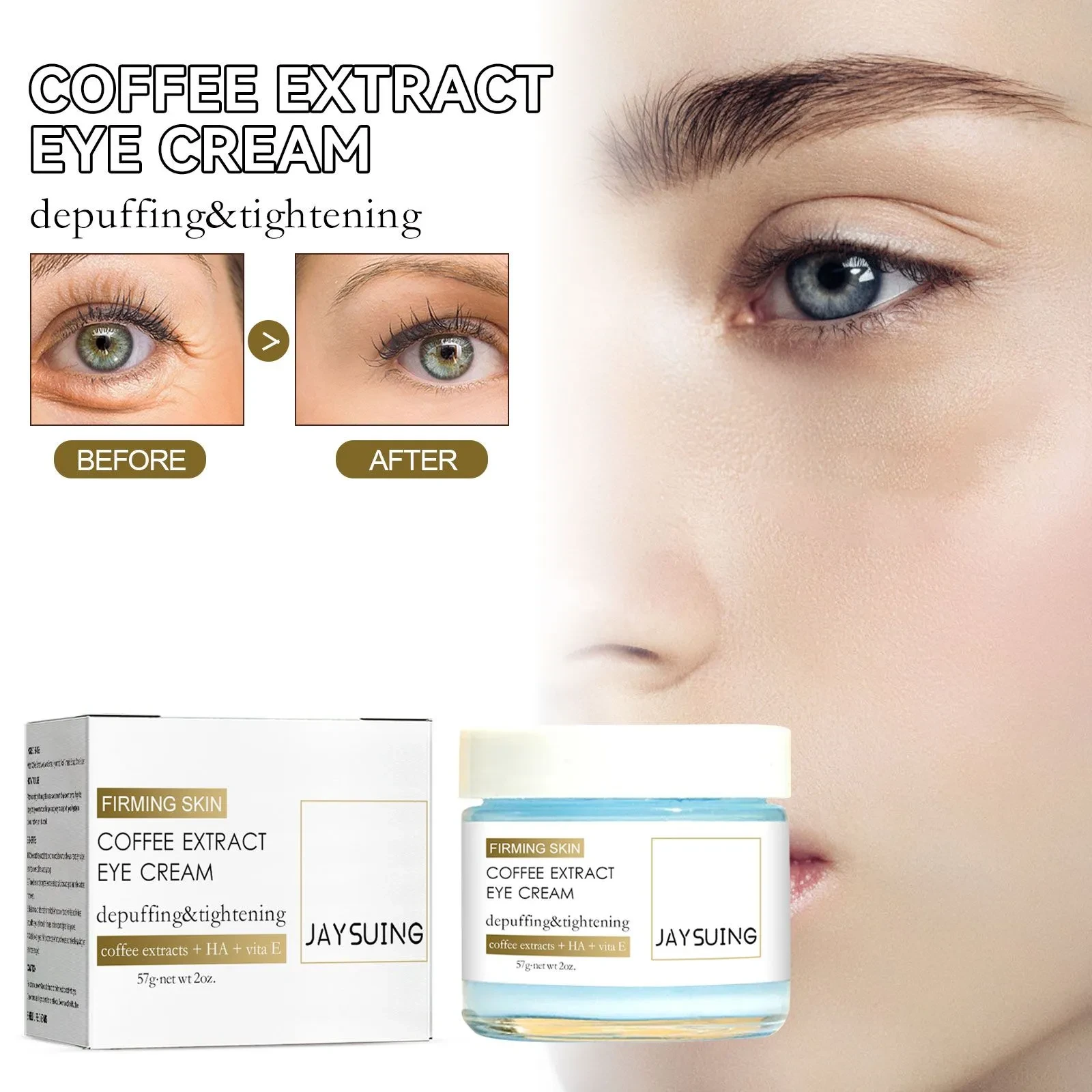 Crema reafirmante para ojos con café para líneas finas y ojeras