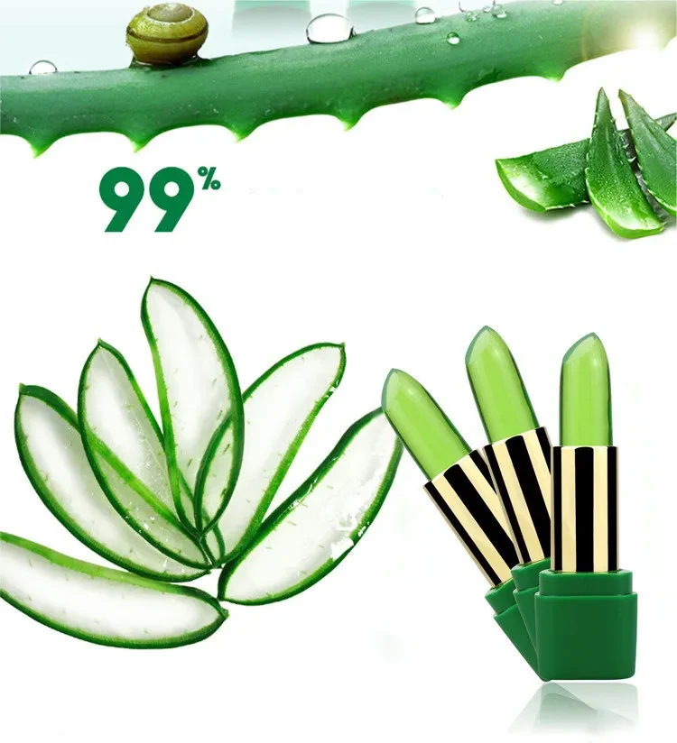 Lápiz labial hidratante con brillo y cambio de color en gel de aloe vera