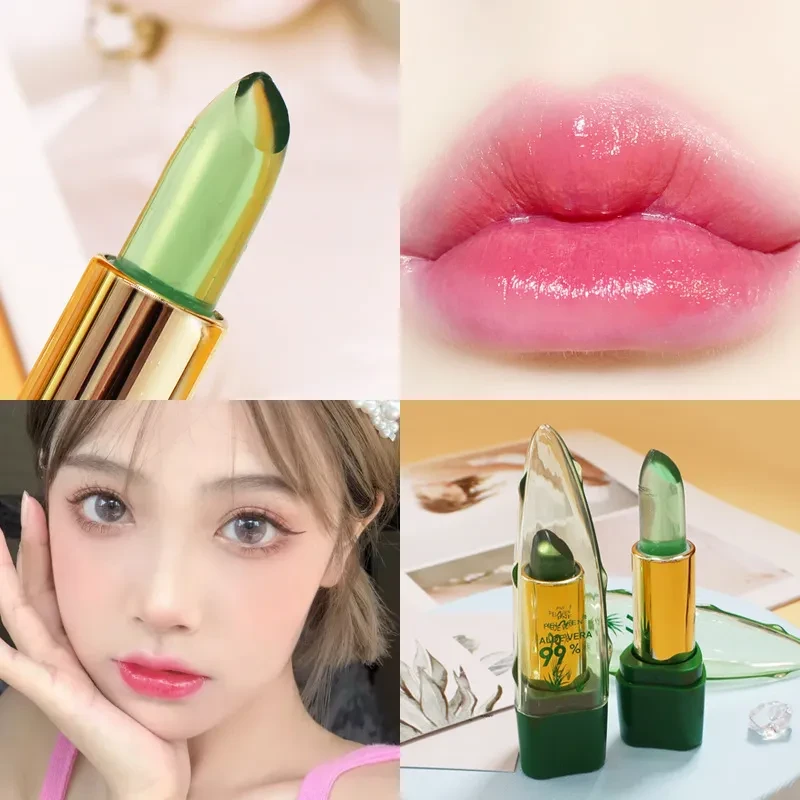Lápiz labial hidratante con brillo y cambio de color en gel de aloe vera