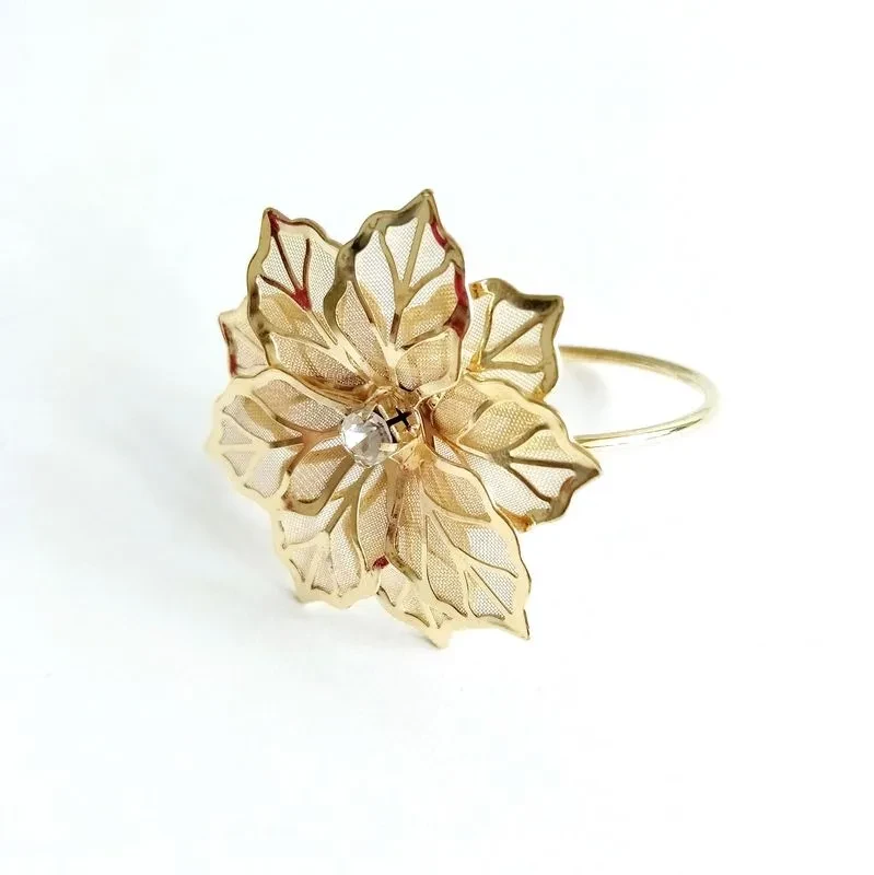 Anillo de tela para decoración de mesa de habitación, modelo de fiesta de Navidad, anillo de flor de acebo