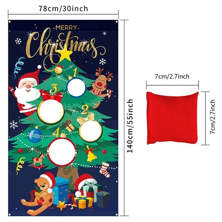 Gran oferta de juego de lanzamiento de sacos de arena, bandera para fiesta, decoración, bandera de Santa Claus