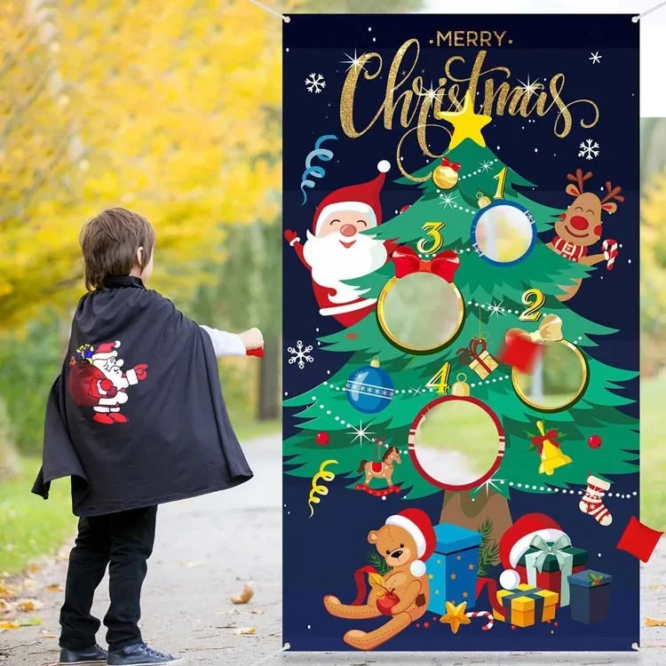Gran oferta de juego de lanzamiento de sacos de arena, bandera para fiesta, decoración, bandera de Santa Claus
