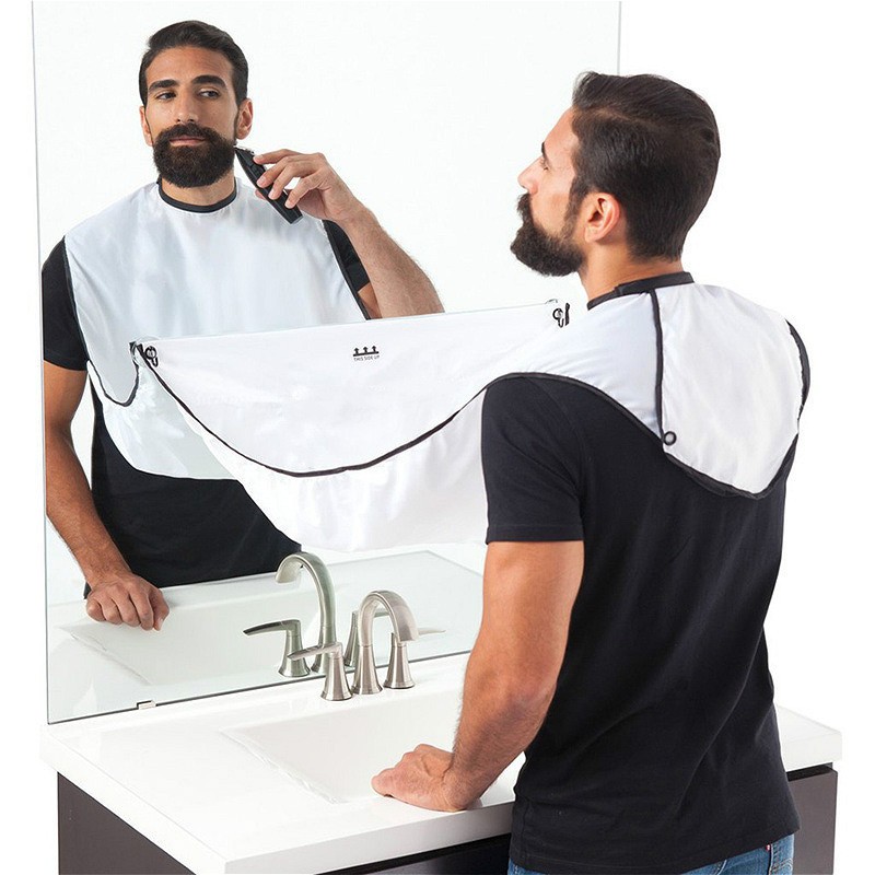 Delantal de afeitado masculino con recogedor de barba