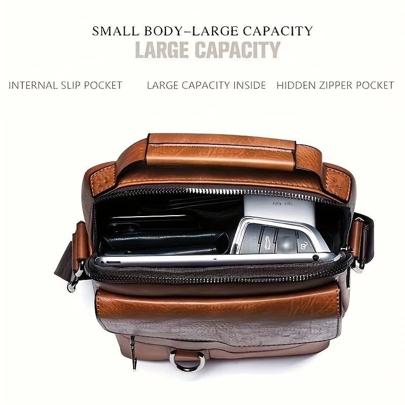 Bolso de hombro de piel sintética para hombre