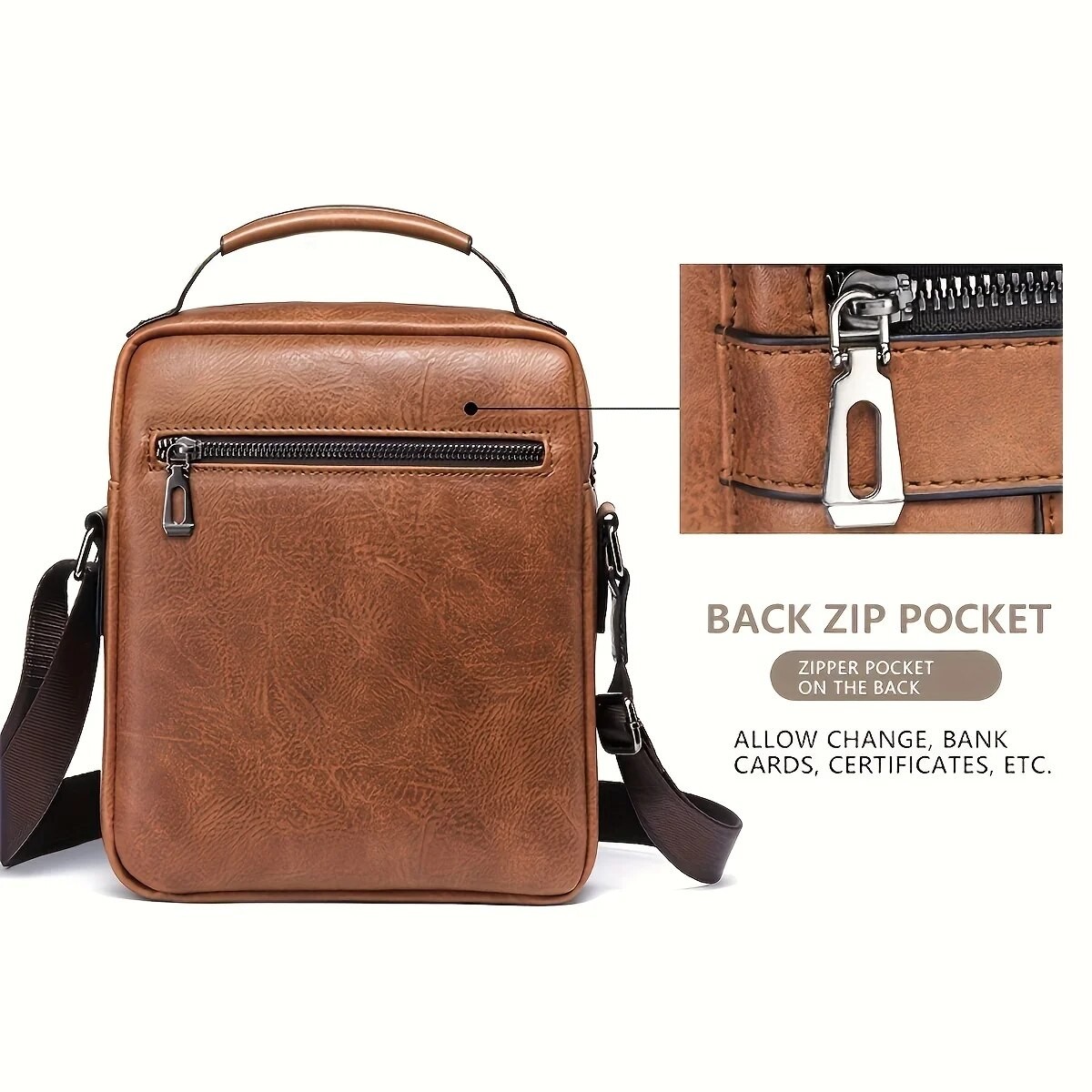 Bolso de hombro de piel sintética para hombre