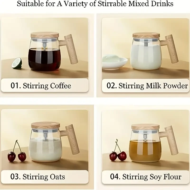 Taza de vidrio de borosilicato de 400 ml con agitación automática