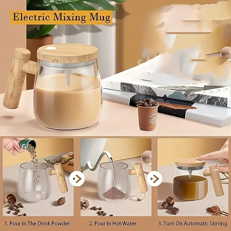 Taza de vidrio de borosilicato de 400 ml con agitación automática