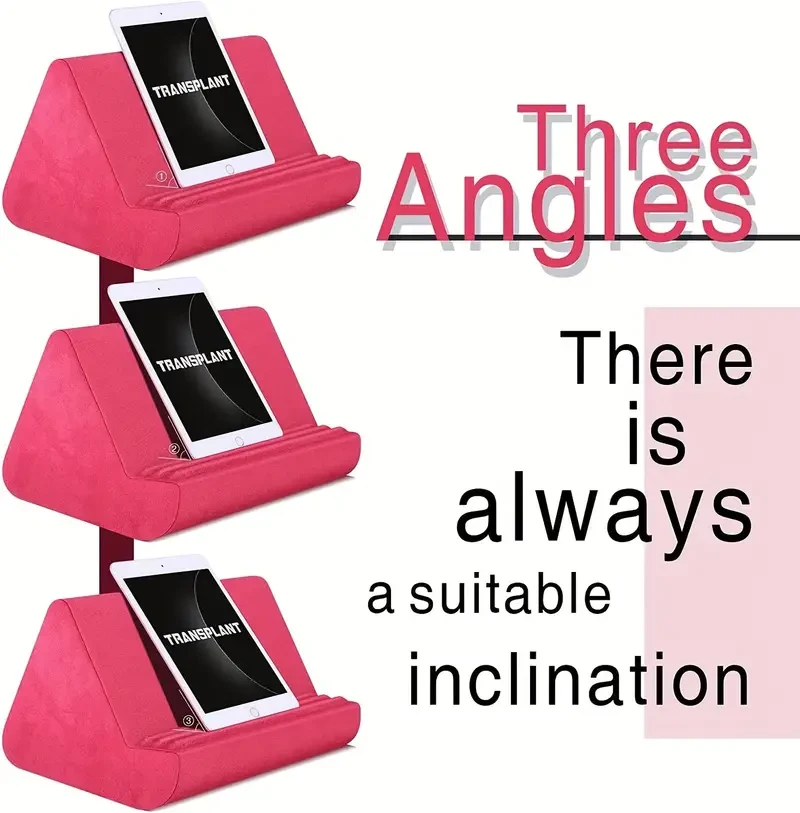 Cojín suave para tableta con bolsillo, soporte acolchado para tableta, ángulo de visión ajustable en 3 direcciones