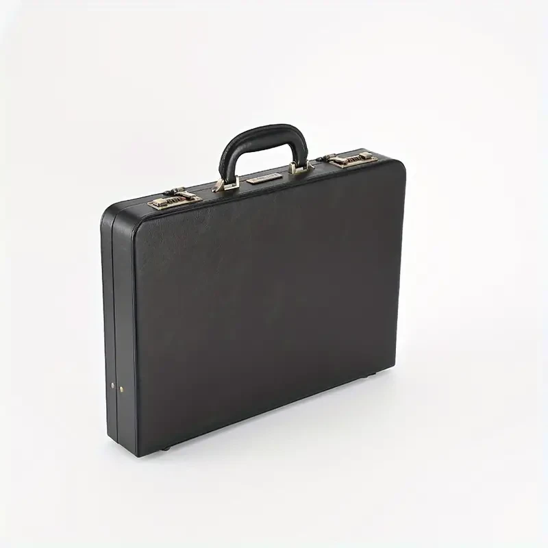 Maletín de piel sintética estilo vintage para hombre con cerradura de combinación, bolso de mensajero de negocios para portátil y documentos.