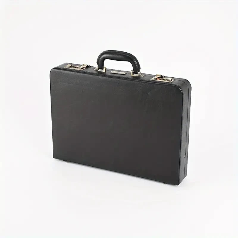 Maletín de piel sintética estilo vintage para hombre con cerradura de combinación, bolso de mensajero de negocios para portátil y documentos.