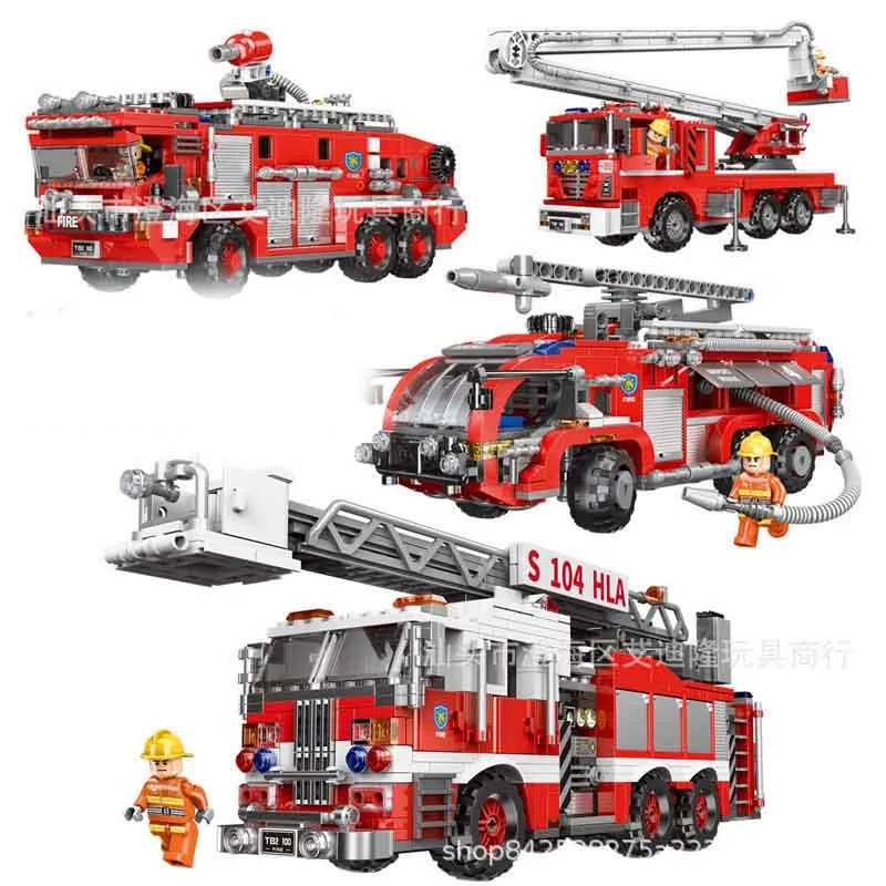 Camión de bomberos para armar bloques de construcción