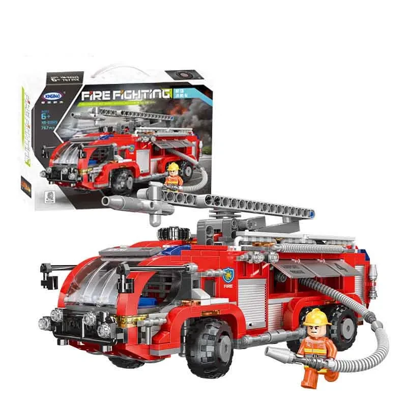 Camión de bomberos para armar bloques de construcción