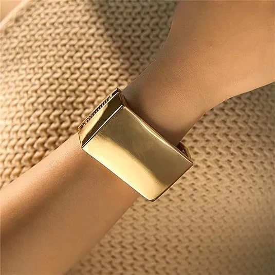 Pulsera ancha asimétrica ajustable con diseño de gota de agua, estilo retro brillante y exagerado para mujer