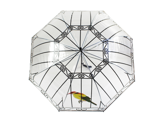 Paraguas transparente de tipo jaula, personalizado, con mango largo y engrosamiento, de plástico transparente.