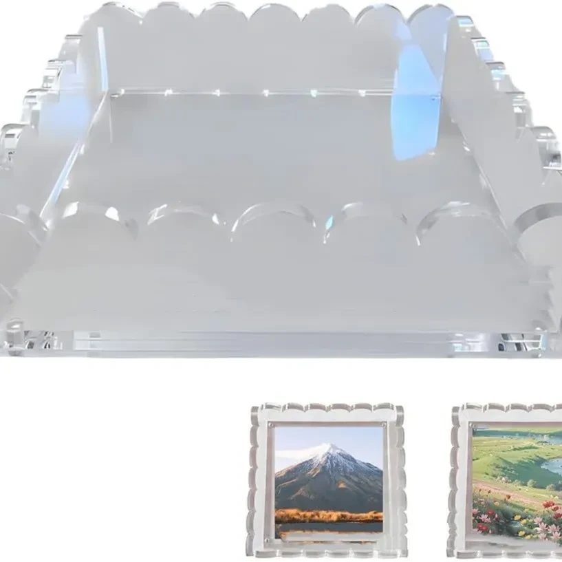 Marco de fotos con bandeja de abanico de acrílico para decoración