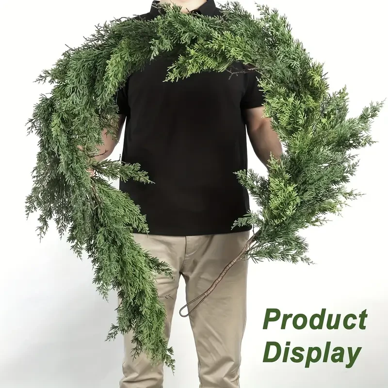 1 corona festiva de pino de 179,98 cm, guirnalda de ciprés verde