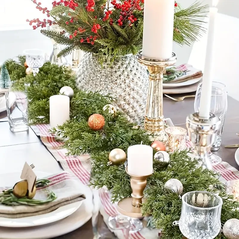 1 corona festiva de pino de 179,98 cm, guirnalda de ciprés verde