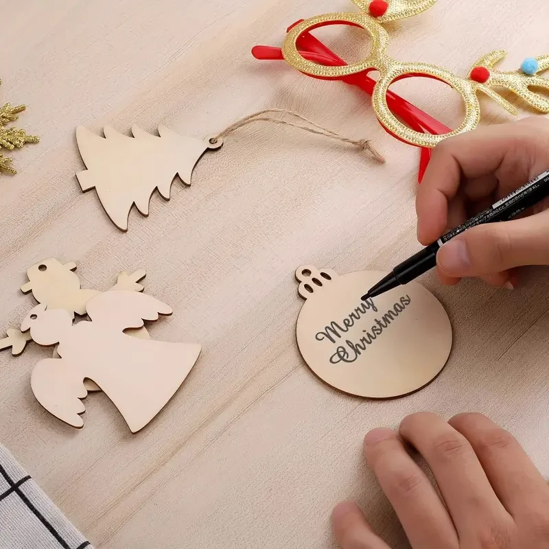 60 adornos navideños de madera para hacer tú mismo, manualidades de madera para colgar en el árbol de Navidad