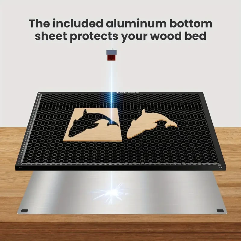 Cama láser de panal de acero de 500 x 500 mm para corte de panal de acero, compatible con D1, D1 Pro, Falcon 2 y la mayoría de grabadoras y cortadoras láser. 500 x 500 mm.