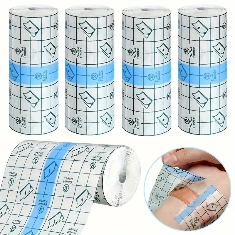 5 rollos de cinta médica impermeable: ideal para nadar, ducharse y proteger tatuajes.