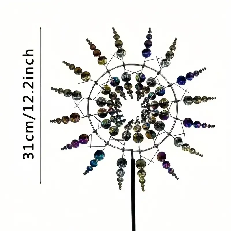Molino de viento cinético de hierro con bolas reflectantes - Molino dinámico para jardín, césped y patio