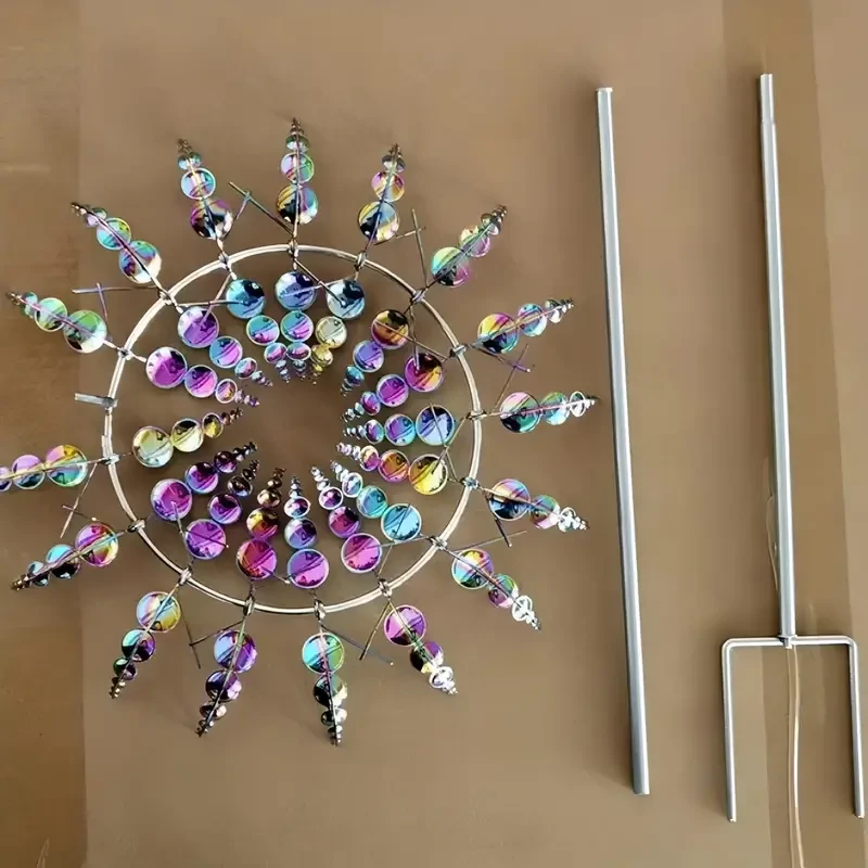 Molino de viento cinético de hierro con bolas reflectantes - Molino dinámico para jardín, césped y patio