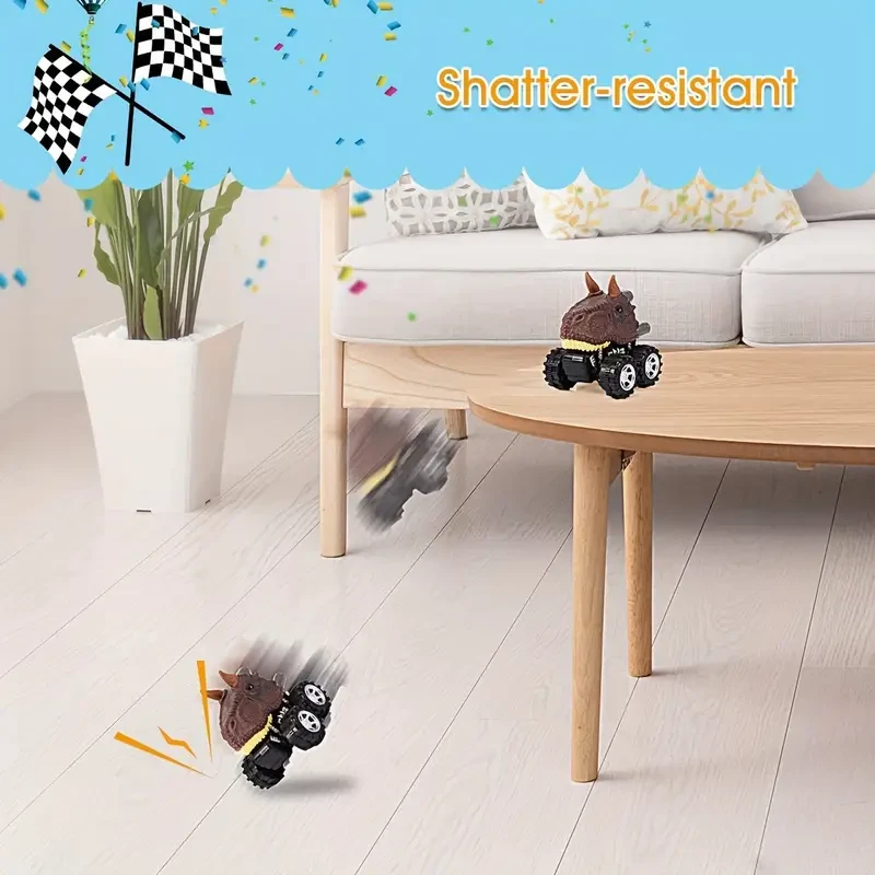 Juego de 6 coches de carreras de dinosaurios con retroceso