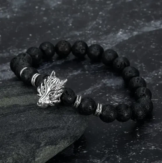 Pulsera con cabeza de lobo gris de Asgard