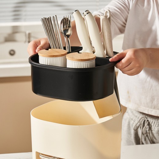 Soporte multifuncional de gran capacidad para almacenamiento de cocina, palillos, cucharas, cubiertos, cuchillos, tenedores y herramientas de cocina.