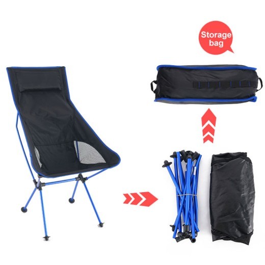 Silla de pesca plegable grande para exteriores con almohada