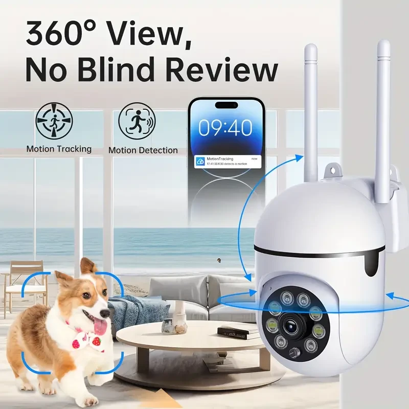 Cámara de seguridad inalámbrica HD 1080P: seguridad para el hogar, audio bidireccional, detección de movimiento y control remoto.