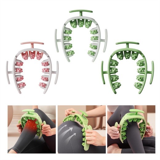 Masajeador manual multifuncional redondo con rodillo para fitness, cintura, glúteos, músculos de las piernas, pinza para muslos, herramienta de masaje extraíble para gimnasio, belleza y salud.