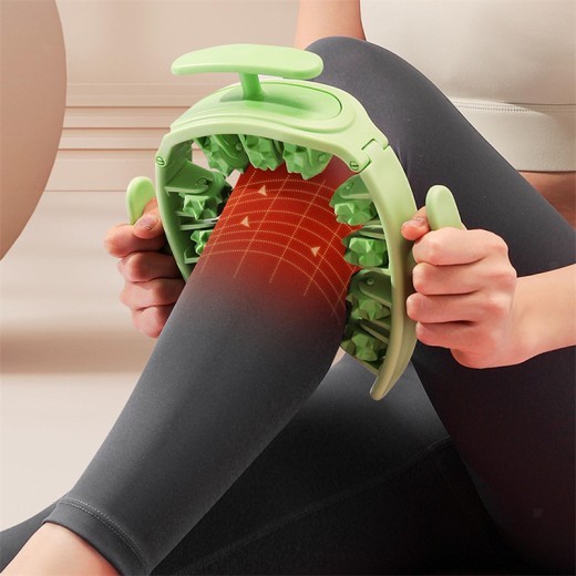 Masajeador manual multifuncional redondo con rodillo para fitness, cintura, glúteos, músculos de las piernas, pinza para muslos, herramienta de masaje extraíble para gimnasio, belleza y salud.