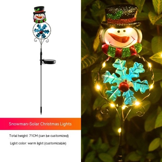 Luz solar navideña LED con forma de muñeco de nieve y alce