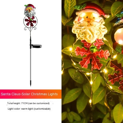Luz solar navideña LED con forma de muñeco de nieve y alce