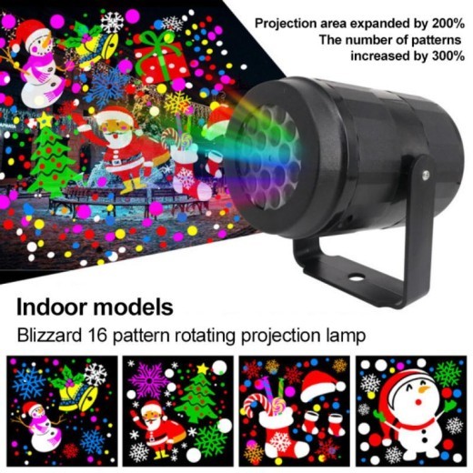 Luces de fiesta navideñas, proyector de copos de nieve, luz LED de escenario, luz giratoria con patrón navideño, iluminación navideña para exteriores, decoración navideña para jardín
