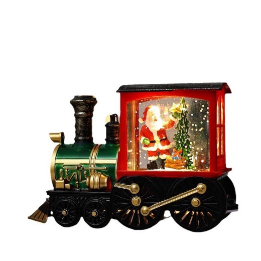 Lámpara de noche pequeña con decoración de tren de regalo navideño