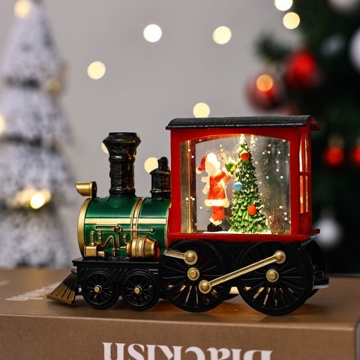 Lámpara de noche pequeña con decoración de tren de regalo navideño