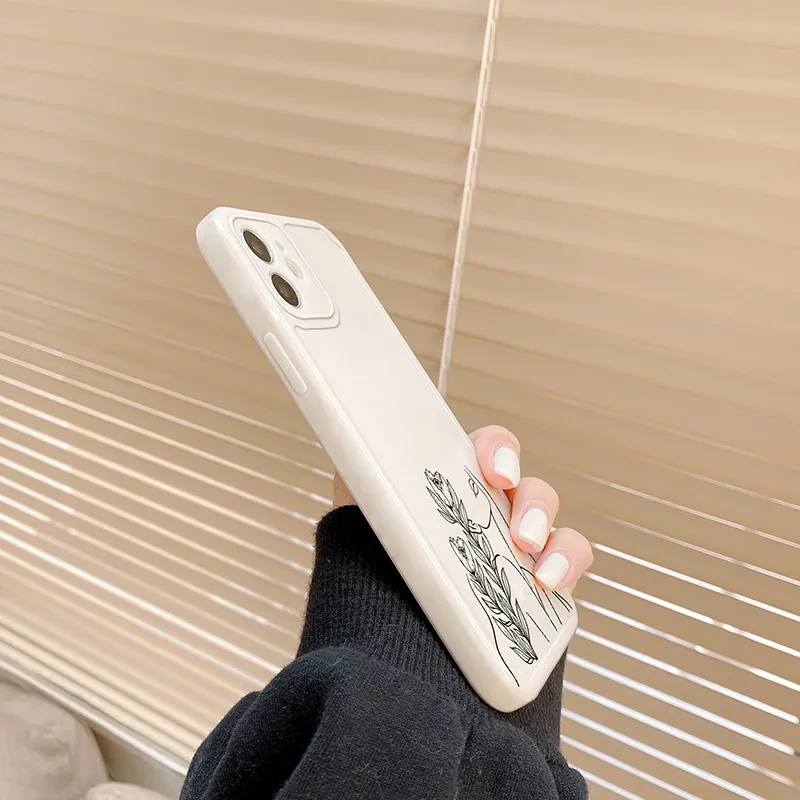 Funda para teléfono con marco de fotos de líneas simples para niña