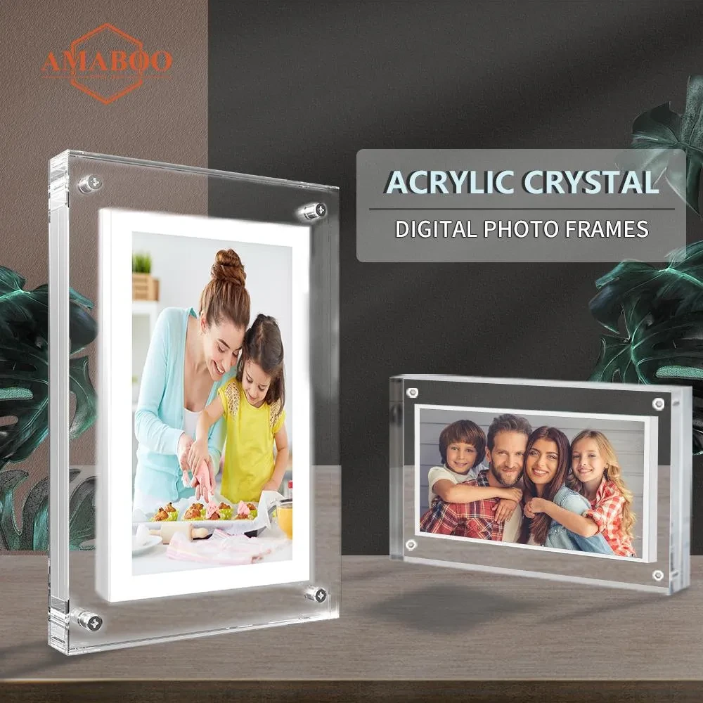 Marco de fotos y vídeos digitales acrílico con batería nueva