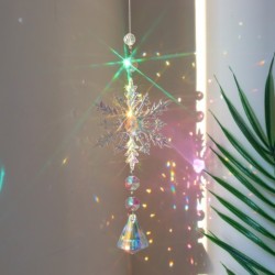 Atrapasueños de cristal con forma de copo de nieve de colores para Navidad, colgante de pilar de hielo para ventana, decoración para árbol de Navidad, colgante para fiesta, decoraciones navideñas