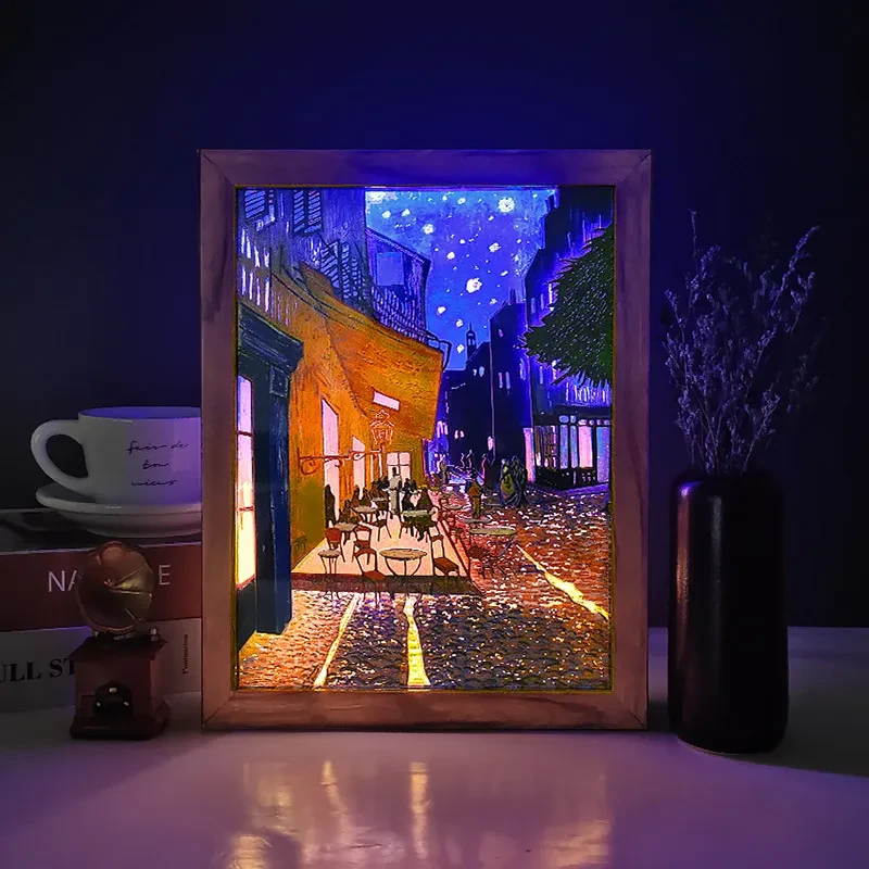 Marco de fotos de cafetería con pintura estereoscópica 3D